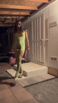 Sexy in Green Takes Hot Piss Outdoors