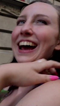 German scout - Natural college teen 18 Bella pickup and fuck at street casting