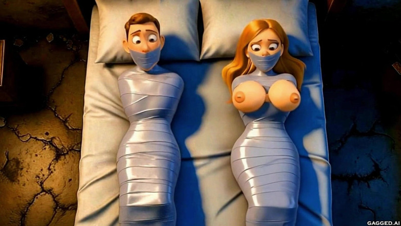 Gagged AI Cartoons: Gefesselt und beobachtet