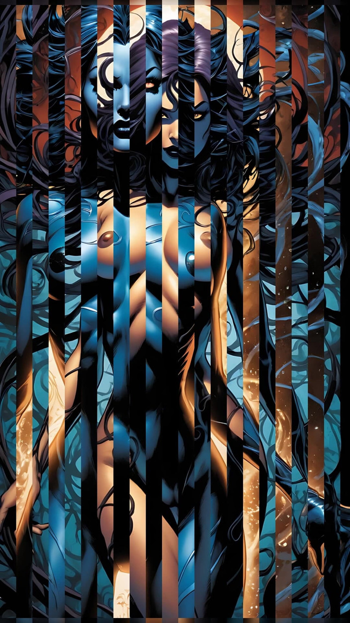 LustRender: Naakte nacht whirl schaduw tendrilen