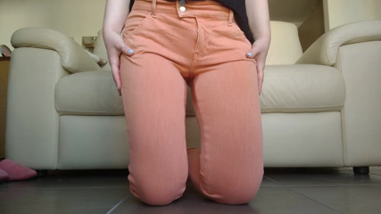 RavenBigAss: Pissed in my tight orange jeans: big mess!