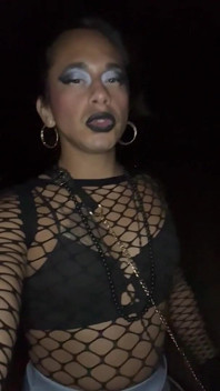 Pissing Tranny on Night Walk