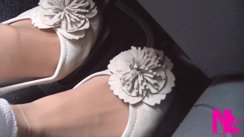 Nyllady: Soft Revving and Delicate Pedal Pumping in Beige Flats on...