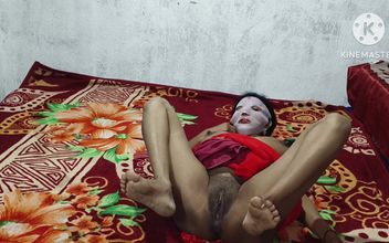Red Saree Wearing Bhabhi Fucking with Cowgirl Position and Doggy Style