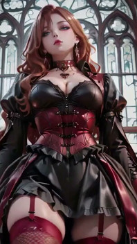 Gothic Redhead Queen! a Lavish Coronation in the Candlelit Hall, Kneeling with a Golden Cup and Sheer Stockings