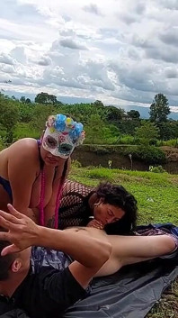 Threesome in Outdoors with Two Venezuelan Women