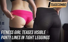 Fitness girl provoca linhas de calcinha visível em leggings apertadas