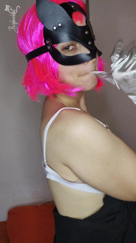 Enjoy as I Masturbate with My Big Natural Tits and Kitty Mask