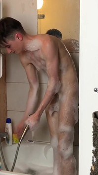 Skinny Boy Jerks off in the Shower