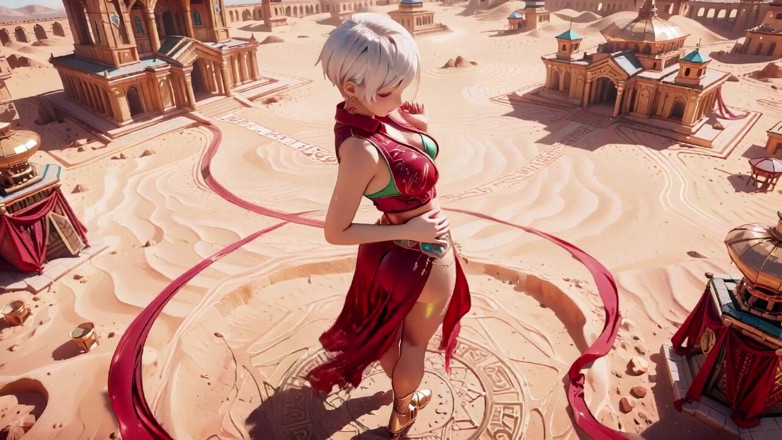 Seraphina Vale: Desert Fantasy! Silver-haired Saintess's Private Dance in the Red-gold Palace,...