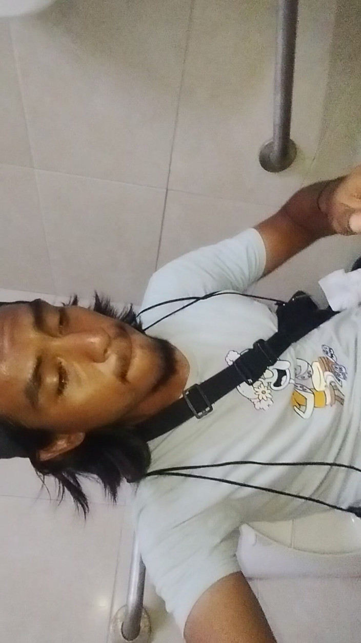 AlexAlejandro13: Caressing the Beautiful Cock in the Public Bathroom