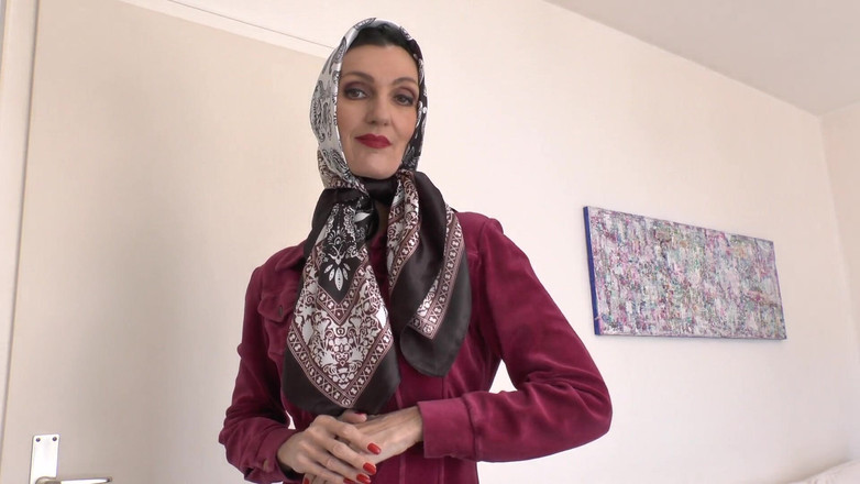 Lady Victoria Valente: Demonstration of Beautiful Satin Headscarves, JOI, Lady Victoria Valente
