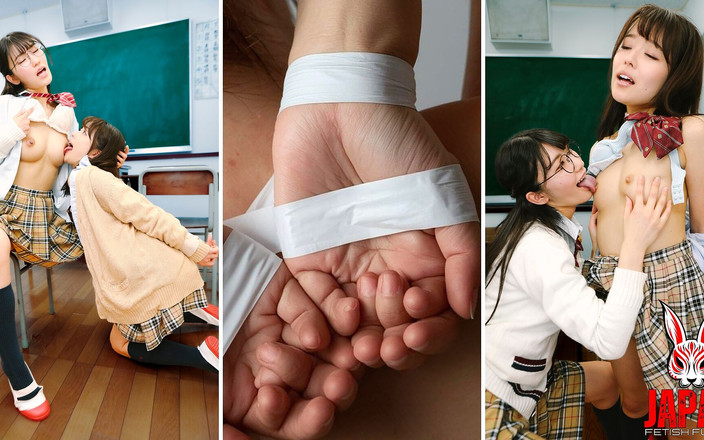 Japan Fetish Fusion: Poignets attachés, langue sur les tétons raides, accident de mouillage...