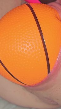 See Me Birth a Mini Basketball as I Orgasm and Squirt a Little