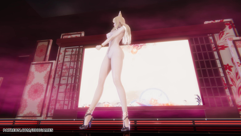 3D-Hentai Games: Mmd Gokuraku Jodo Ahri Sexy Naked Dance League of Legends...