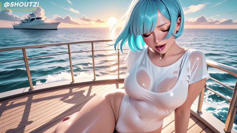 Shoutzi Anime Hentai3D Uncensored: Impresionante Blue Wild En Un Yate De Lujo En Sunse-peluda...