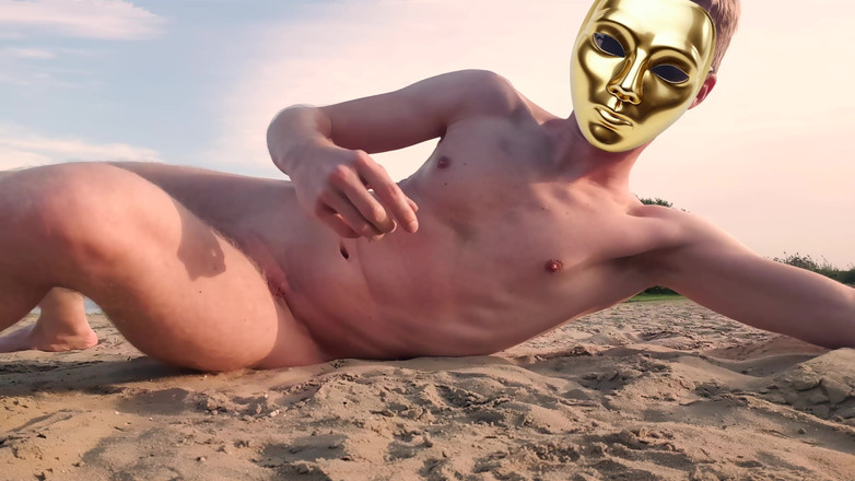 GoldenElixxxir: Twink on Forbidden Non Nudist Beach Secretly Naked 4K! Teenager Exhibitionism...