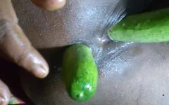 Pussy and Ass Fucking with Cucumbers