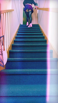 Dirty Crossdresser Teasing You on the Stairs, Down on All Fours Face Down Ass up, Walking in Her Slutty Pink Heels up and Down!