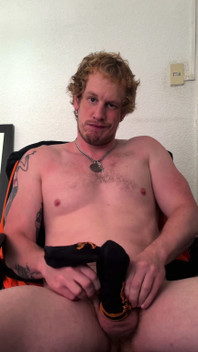 Christian Hunter Pit Sniffs, Nipple and Feet Plays, and Jerks His Thick Cut Cock with His Sweaty Socks