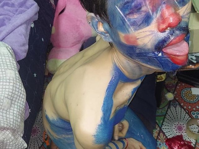 Masturbating in a Painted Suit (Clown likes to play with colors. Aol)