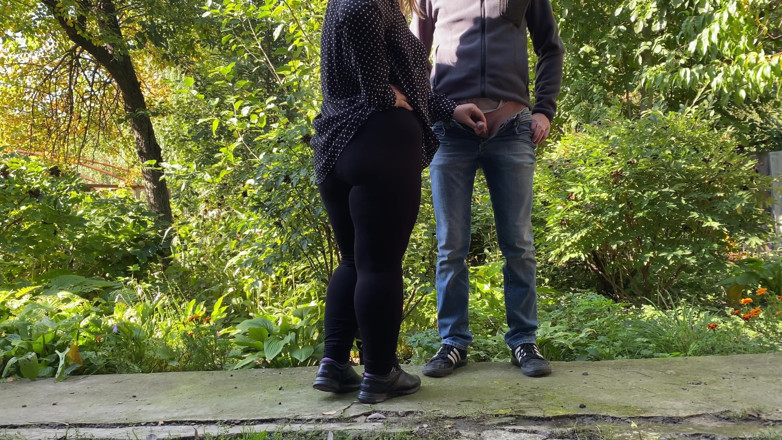 OurFetishLife: Milf licked my cock outside after pissing