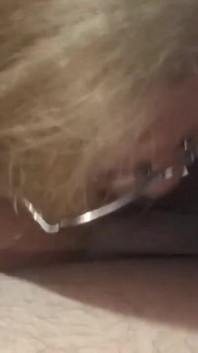 Mature MILF with Glasses Giving Oral Sex to Her Young Lover's Cuckold
