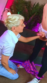 Cool Handjob for Sissy From so Hot Funny Cumming