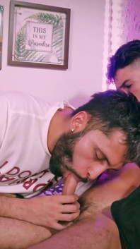 Camilo Brown Giving Intense Blowjob to Hot Twink Andres Zp Causing Massive Cumshots