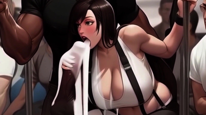 Spicy Toons: Tifa sempre conhece as pessoas mais interessantes no trem de...