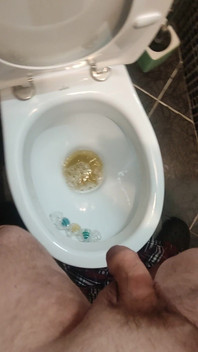Uncut Cock Morning Pissing in Toilet