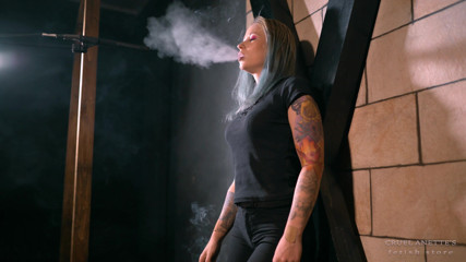 Cruel Anettes fetish world: Smoking at the andrew's cross 4K