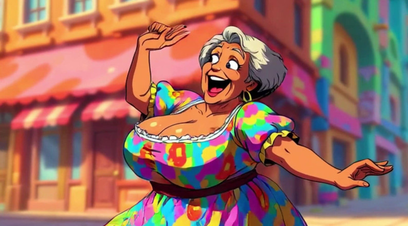 Huge Boobs: Bà già vú to khiêu vũ hoạt hình