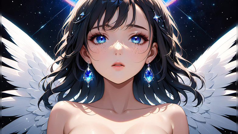 LustRender: Voidgazer: krásná mladá žena s třpytícími se kosmickými pihami