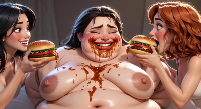 Anime Hentai: Obese Ugly Slave Covered in Food - Humiliated by Gorgeous Mistresses