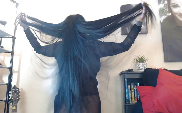 Abby Anna: Long hair flipping brushing