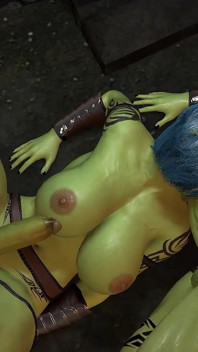 Анальний місіонер з транссексуалом futa orc в тріо