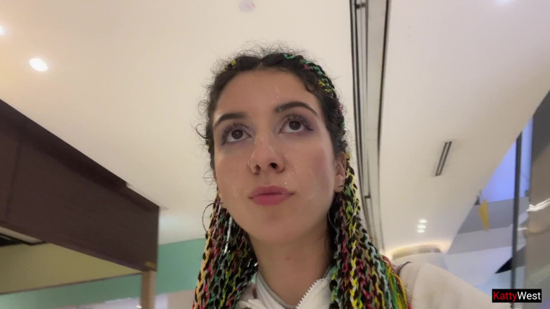 Katty West: Crazy Cumwalk in Shopping Mall
