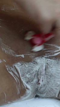 Very Close-up of Pussy Shaving with Trimmer and Razor!