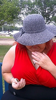 Nurse Vicki Smoking in the Park on a Bench All Dressed up