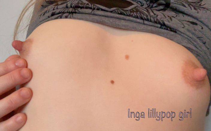 Inga lillypop girl: 오르가즘을 느끼는 관능적인 젖꼭지 플레이