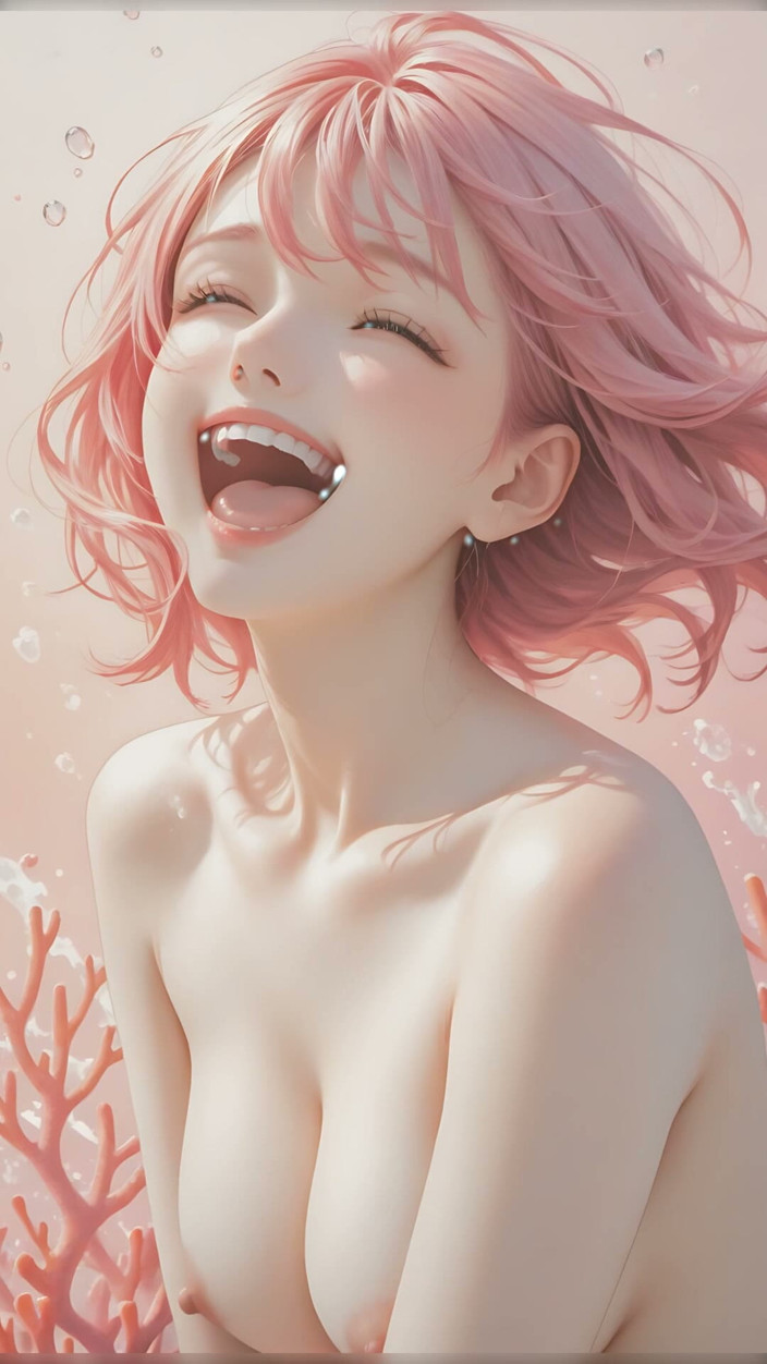 LustRender: Joyful Nude Laughing in Sunny Splashes