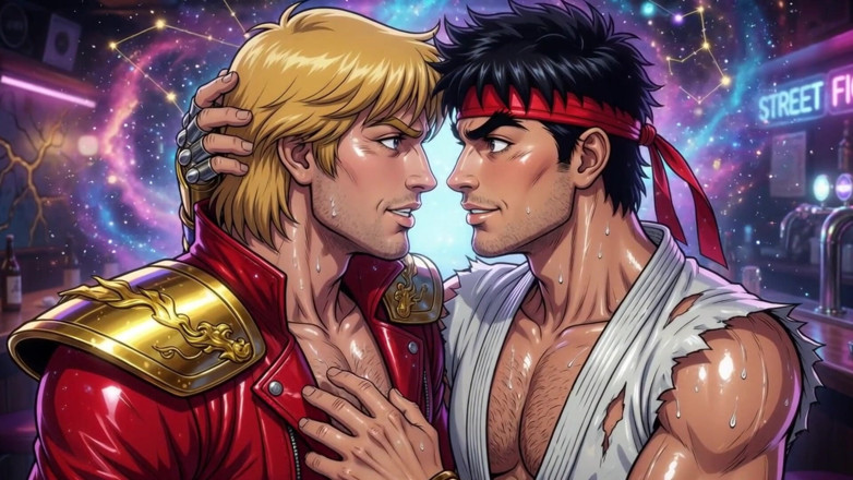 Erotic Man: Ken and Ryu Making Out (ai)