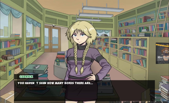 Hentai World: Pemburu jalang blonde comel dengan pantat besar di kedai buku...