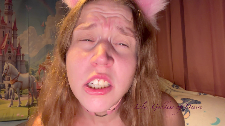 Lily, Goddess of Desire: Ahegao, Garota Fofa de Anime com Orelhas e Coleira Tem...