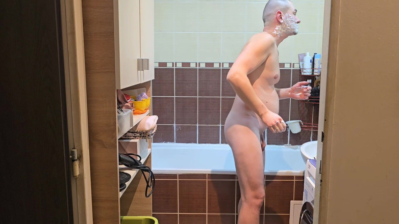 Fap_man93: 完全変身 - ヘアカット、全身シェービング&amp;シャワー