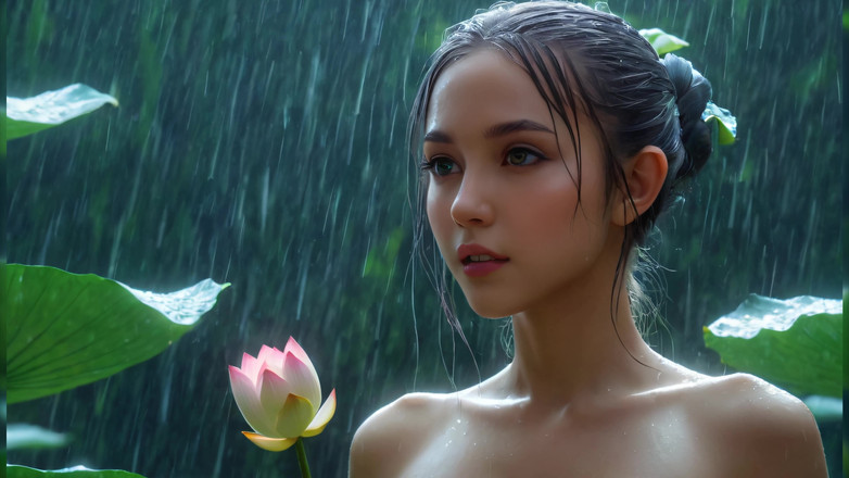 LustRender: Ai fantasi si peri bugil di antara bunga lotus di...