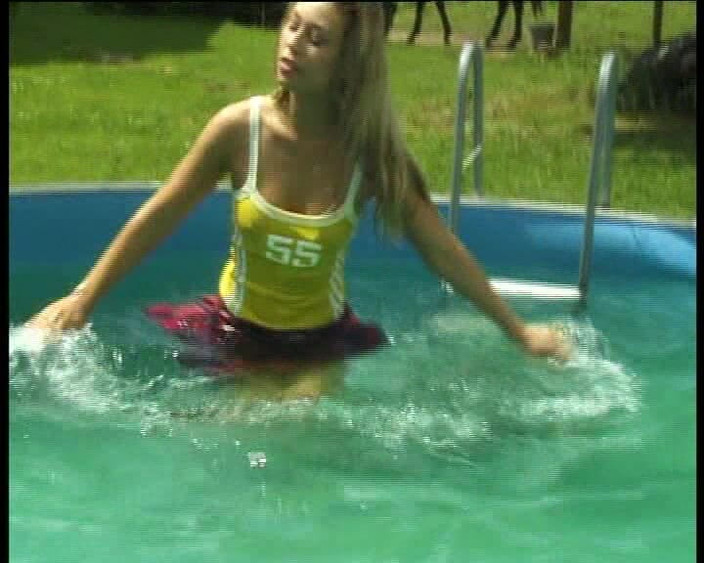 VintageXMovies: Playful Horny Blonde Teen Teases in Pool - Wet Bikini Slips &amp;...