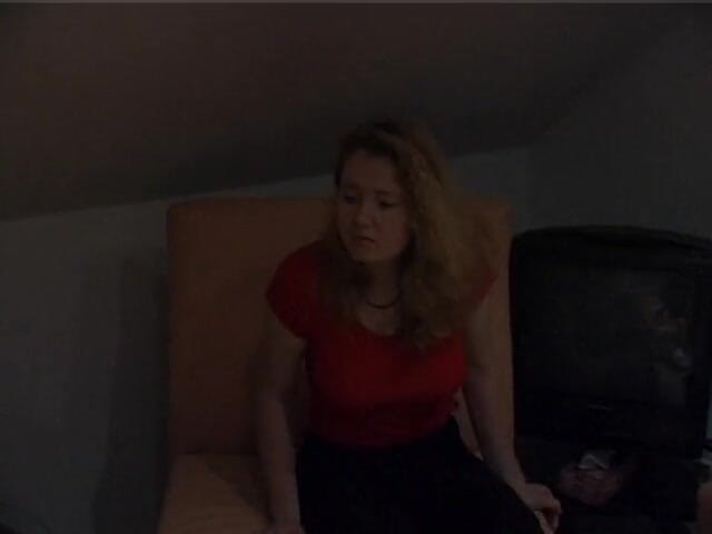 Lucky Wankerz: Brunette with small tits dildoing pussy at casting