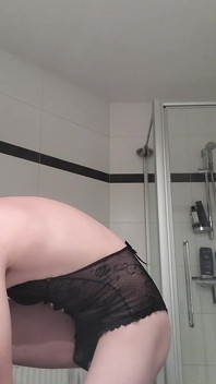 Straight Boy in Black Sexy Lingerie